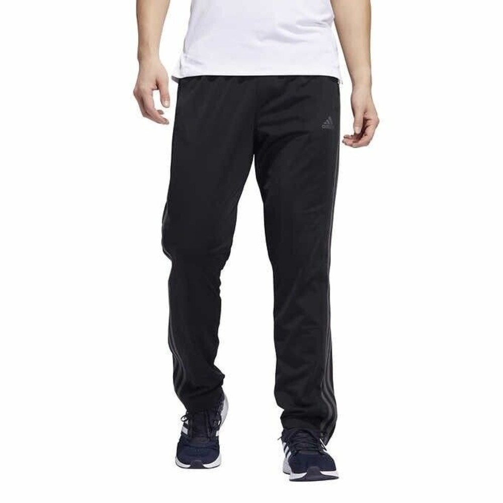 Adidas Essential Tricot Zip Pants Men S Black Gray Stripes Logo Warmup Track NEW - Picture 2 of 11